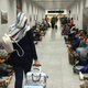 Ethiopian workers wait at Beirut airport, Lebanon